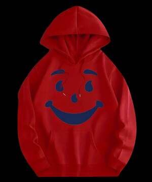 Kool-Aid Man Face Graphic Red Pullover Hoodie